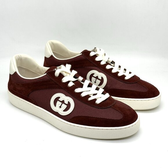 GUCCI Mens Sweet Interlocking G Logo Lace Up Low Top Suede Sneakers Shoes main image 5